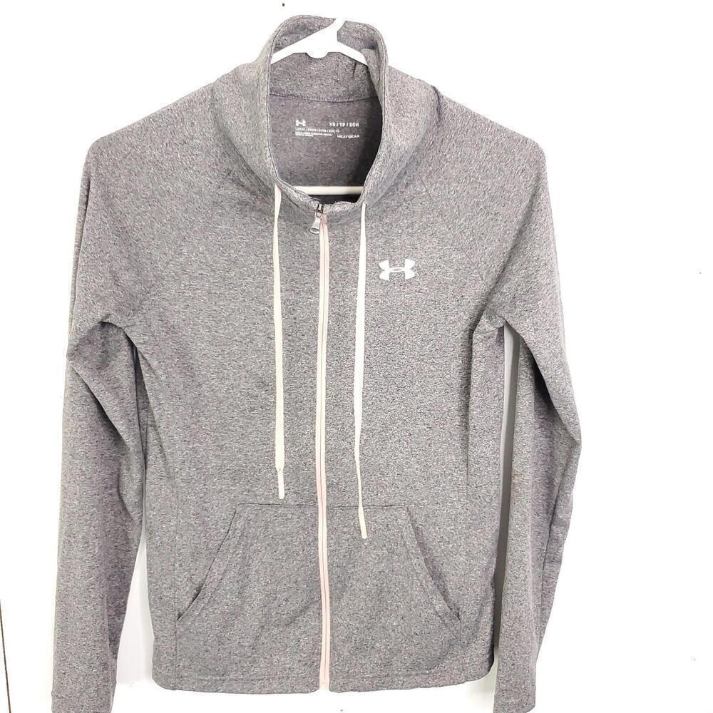 Under Armour Jacket WOmens XS Loose Fit Full Zip Drawstring Mock Neck Heatgear
